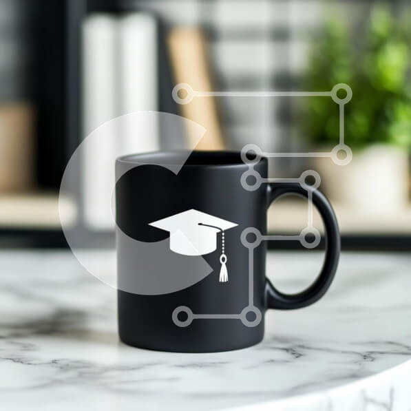 Intra Συλλεκτικό Ξύλινο Παζλ Plywood  4mm - Μαύρη κούπα καφέ με σχέδιο αποφοίτησης Σε Ξύλινο Κουτί - Διαστάσεις: 10x10 cm – 25 κομμάτια