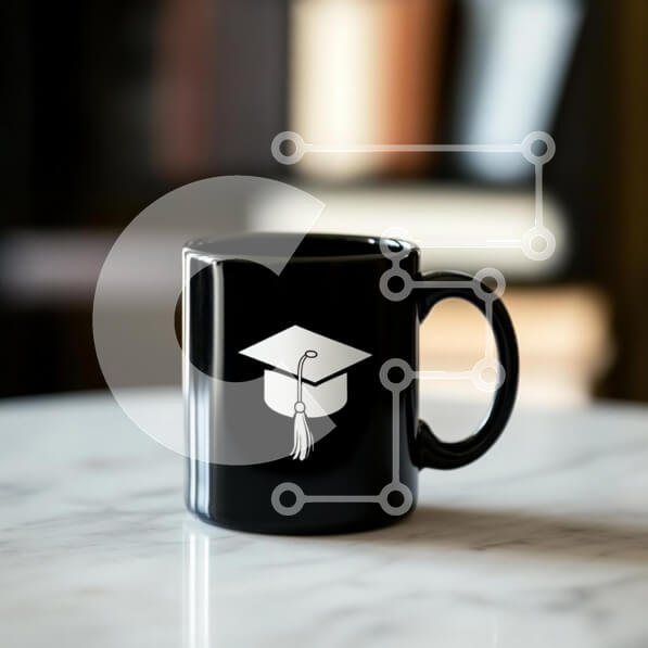 Intra Συλλεκτικό Ξύλινο Παζλ Plywood  4mm - Μαύρη κούπα με σχέδιο αποφοίτησης Σε Ξύλινο Κουτί - Διαστάσεις Puzzle: 10x10 cm – 25 κομμάτια