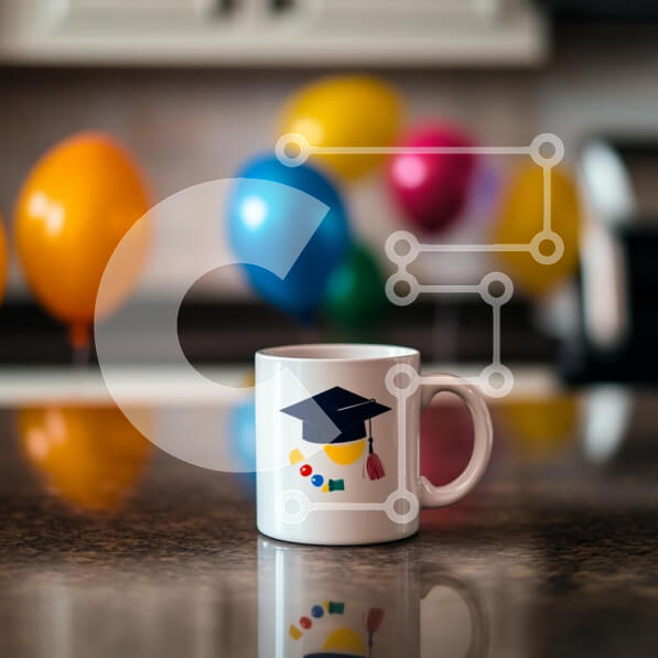 Intra Συλλεκτικό Ξύλινο Παζλ Plywood  4mm - Εορταστική κούπα αποφοίτησης με μπαλόνια Σε Ξύλινο Κουτί - Διαστάσεις Puzzle: 10x10 cm – 25 κομμάτια