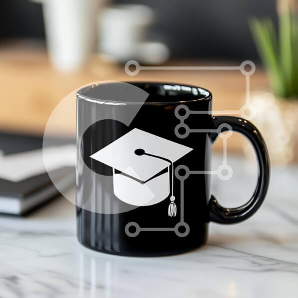 Intra Συλλεκτικό Ξύλινο Παζλ Plywood  4mm - Μαύρη κούπα καφέ αποφοίτησης Σε Ξύλινο Κουτί - Διαστάσεις: 10x10 cm – 25 κομμάτια