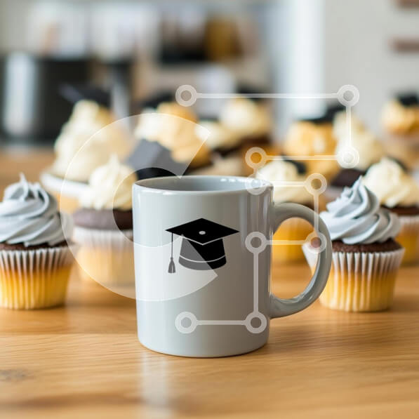 Σετ των 2 Intra Συλλεκτικό Ξύλινο Παζλ Plywood  4mm - Κούπα αποφοίτησης με Cupcakes Σε Ξύλινο Κουτί - Διαστάσεις: 10x10 cm – 25 κομμάτια