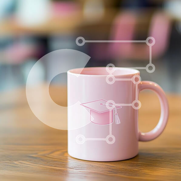 Intra Συλλεκτικό Ξύλινο Παζλ Plywood  4mm - Ροζ κούπα αποφοίτησης σε ξύλινη επιφάνεια Σε Ξύλινο Κουτί - Διαστάσεις: 10x10 cm – 25 κομμάτια