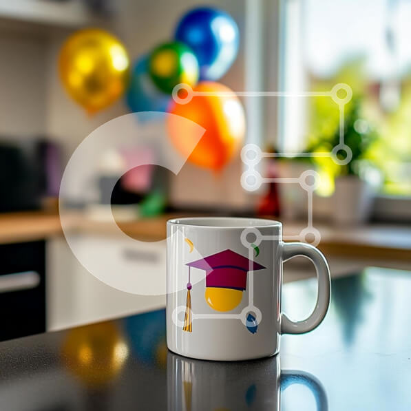 Intra Συλλεκτικό Ξύλινο Παζλ Plywood  4mm - Κούπα αποφοίτησης με μπαλόνια Σε Ξύλινο Κουτί - Διαστάσεις Puzzle: 10x10 cm – 25 κομμάτια