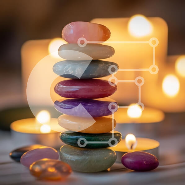 Σετ των 2 Intra Συλλεκτικό Ξύλινο Παζλ Plywood  4mm - Πολύχρωμες στοιβαγμένες πέτρες με κεριά Σε Ξύλινο Κουτί - Διαστάσεις: 10x10 cm – 25 κομμάτια