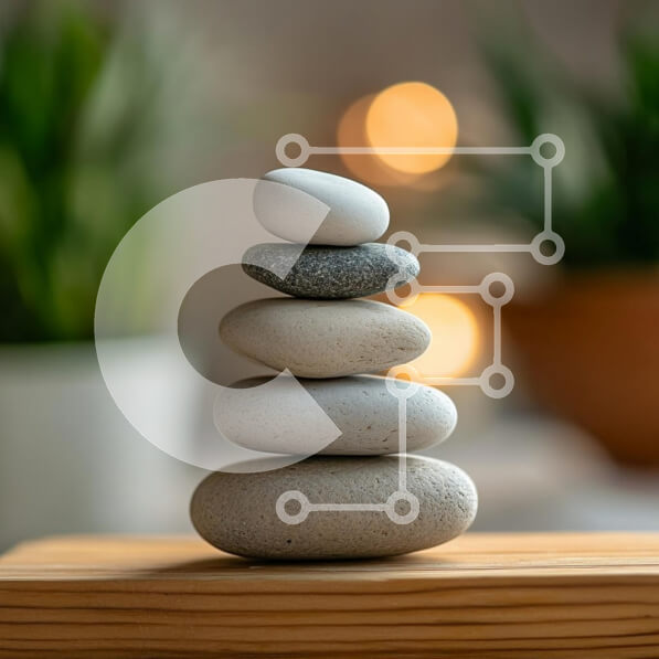 Intra Συλλεκτικό Ξύλινο Παζλ Plywood  4mm - Ισορροπημένη στοίβα πέτρες σε ξύλινη επιφάνεια Σε Ξύλινο Κουτί - Διαστάσεις: 10x10 cm – 25 κομμάτια