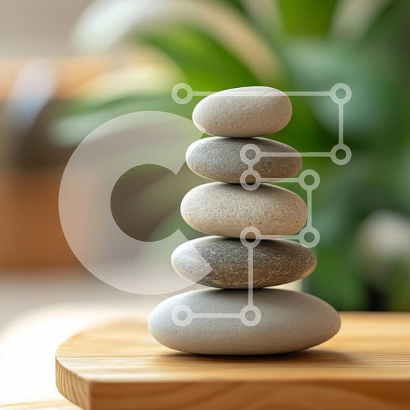 Intra Συλλεκτικό Ξύλινο Παζλ Plywood  4mm - Στοιβαγμένες πέτρες σε ξύλινη επιφάνεια Σε Ξύλινο Κουτί - Διαστάσεις: 10x10 cm – 25 κομμάτια