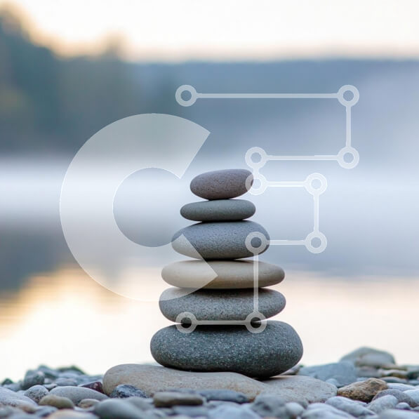 Intra Συλλεκτικό Ξύλινο Παζλ Plywood  4mm - Ισορροπημένες πέτρες δίπλα σε μια ήσυχη λίμνη Σε Ξύλινο Κουτί - Διαστάσεις: 10x10 cm – 25 κομμάτια