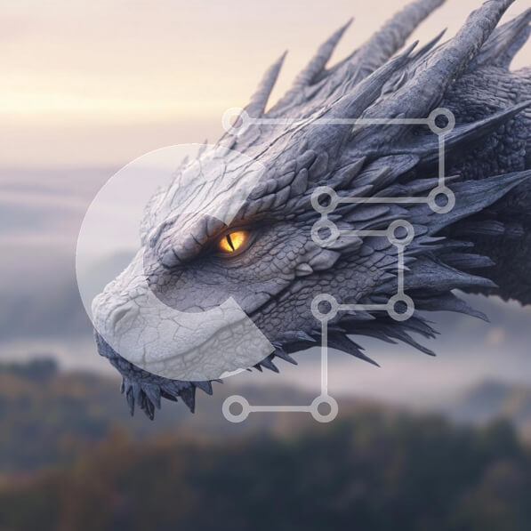 Intra Συλλεκτικό Ξύλινο Παζλ Plywood  4mm - Μεγαλοπρεπές κεφάλι δράκου με λαμπερό μάτι Σε Ξύλινο Κουτί - Διαστάσεις: 10x10 cm – 25 κομμάτια