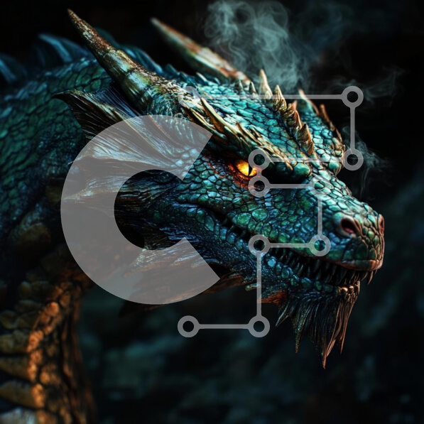 Intra Συλλεκτικό Ξύλινο Παζλ Plywood  4mm - Μεγαλοπρεπές κεφάλι δράκου με λαμπερό μάτι Σε Ξύλινο Κουτί - Διαστάσεις Puzzle: 10x10 cm – 25 κομμάτια