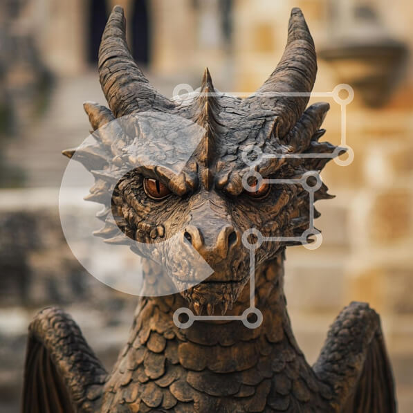 Intra Συλλεκτικό Ξύλινο Παζλ Plywood  4mm - Γλυπτό Δράκου με Λεπτομερή Χαρακτηριστικά Σε Ξύλινο Κουτί - Διαστάσεις Puzzle: 10x10 cm – 25 κομμάτια