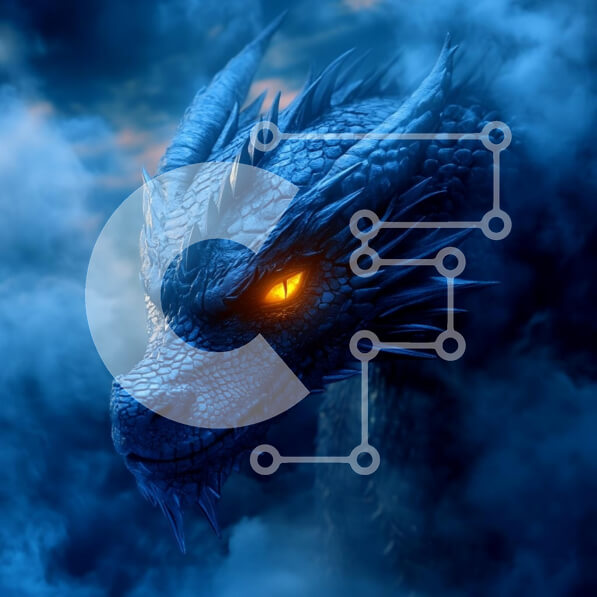 Intra Συλλεκτικό Ξύλινο Παζλ Plywood  4mm - Majestic Blue Dragon στην ομίχλη Σε Ξύλινο Κουτί - Διαστάσεις Puzzle: 10x10 cm – 25 κομμάτια