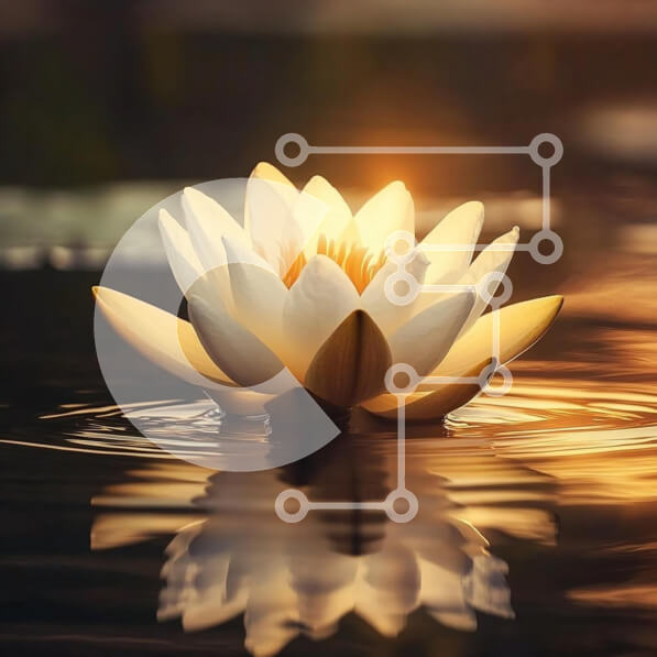 Intra Συλλεκτικό Ξύλινο Παζλ Plywood  4mm - Λευκό νούφαρο σε ήρεμο νερό με φως του ήλιου Σε Ξύλινο Κουτί - Διαστάσεις: 10x10 cm – 25 κομμάτια