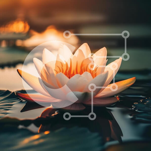 Intra Συλλεκτικό Ξύλινο Παζλ Plywood  4mm - Ανθισμένο νούφαρο στο ηλιοβασίλεμα Σε Ξύλινο Κουτί - Διαστάσεις: 10x10 cm – 25 κομμάτια