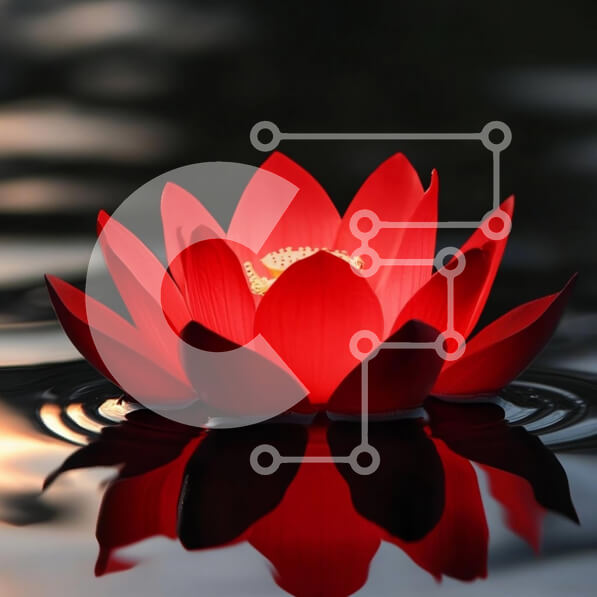 Intra Συλλεκτικό Ξύλινο Παζλ Plywood  4mm - Κόκκινο λουλούδι λωτού στο νερό Σε Ξύλινο Κουτί - Διαστάσεις: 10x10 cm – 25 κομμάτια