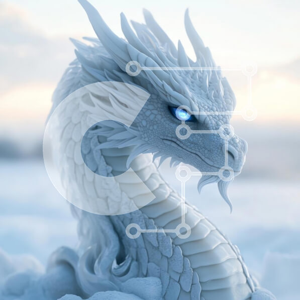 Intra Συλλεκτικό Ξύλινο Παζλ Plywood  4mm - Μεγαλοπρεπής Λευκός Δράκος σε Αιθέριο Τοπίο Σε Ξύλινο Κουτί - Διαστάσεις: 10x10 cm – 25 κομμάτια