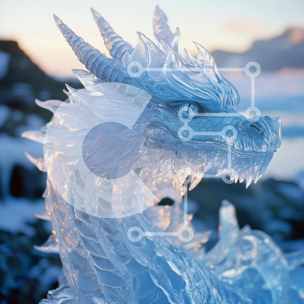 Intra Συλλεκτικό Ξύλινο Παζλ Plywood  4mm - Γλυπτό Δράκου του Πάγου Σε Ξύλινο Κουτί - Διαστάσεις Puzzle: 10x10 cm – 25 κομμάτια