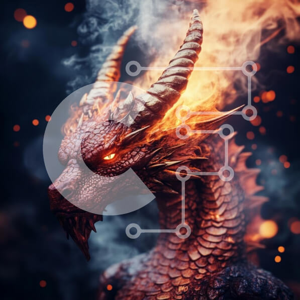 Intra Συλλεκτικό Ξύλινο Παζλ Plywood  4mm - Πύρινος Δράκος με Λαμπερά Μάτια Σε Ξύλινο Κουτί - Διαστάσεις Puzzle: 10x10 cm – 25 κομμάτια