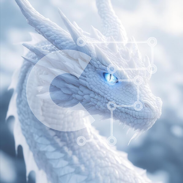 Intra Συλλεκτικό Ξύλινο Παζλ Plywood  4mm - Μεγαλοπρεπής Λευκός Δράκος Σε Ξύλινο Κουτί - Διαστάσεις: 10x10 cm – 25 κομμάτια