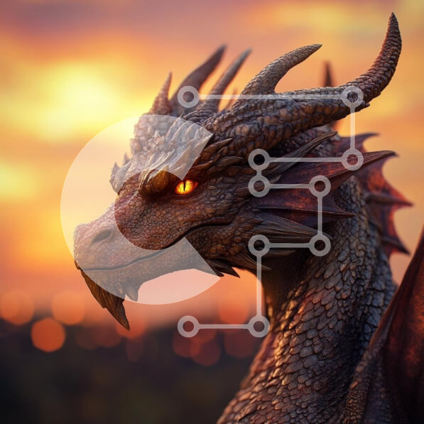 Intra Συλλεκτικό Ξύλινο Παζλ Plywood  4mm - Majestic Dragon Against Sunset Σε Ξύλινο Κουτί - Διαστάσεις Puzzle: 10x10 cm – 25 κομμάτια