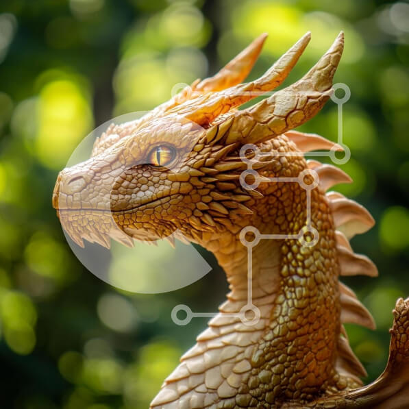 Intra Συλλεκτικό Ξύλινο Παζλ Plywood  4mm - Περίπλοκο γλυπτό δράκου στη φύση Σε Ξύλινο Κουτί - Διαστάσεις: 10x10 cm – 25 κομμάτια