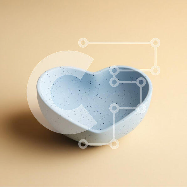 Intra Συλλεκτικό Ξύλινο Παζλ Plywood  4mm - Μπλε μπολ σε σχήμα καρδιάς σε μπεζ φόντο Σε Ξύλινο Κουτί - Διαστάσεις: 10x10 cm – 25 κομμάτια