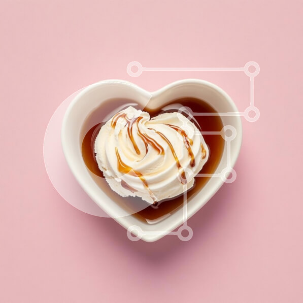 Σετ των 2 Intra Συλλεκτικό Ξύλινο Παζλ Plywood  4mm - Μπολ παγωτό σε σχήμα καρδιάς με σάλτσα καραμέλας Σε Ξύλινο Κουτί - Διαστάσεις: 10x10 cm – 25 κομμάτια