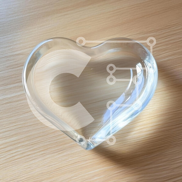 Intra Συλλεκτικό Ξύλινο Παζλ Plywood  4mm - Διαφανές γυάλινο πιάτο καρδιάς σε ξύλινη επιφάνεια Σε Ξύλινο Κουτί - Διαστάσεις: 10x10 cm – 25 κομμάτια