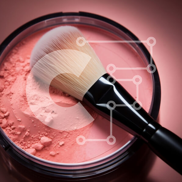 Σετ των 2 Intra Συλλεκτικό Ξύλινο Παζλ Plywood  4mm - Κοντινό πλάνο της πούδρας ρουζ και του πινέλου μακιγιάζ Σε Ξύλινο Κουτί - Διαστάσεις: 10x10 cm – 25 κομμάτια