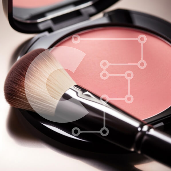 Σετ των 2 Intra Συλλεκτικό Ξύλινο Παζλ Plywood  4mm - Κοντινό πλάνο του μακιγιάζ Compact με ρουζ και πινέλο Σε Ξύλινο Κουτί - Διαστάσεις: 10x10 cm – 25 κομμάτια