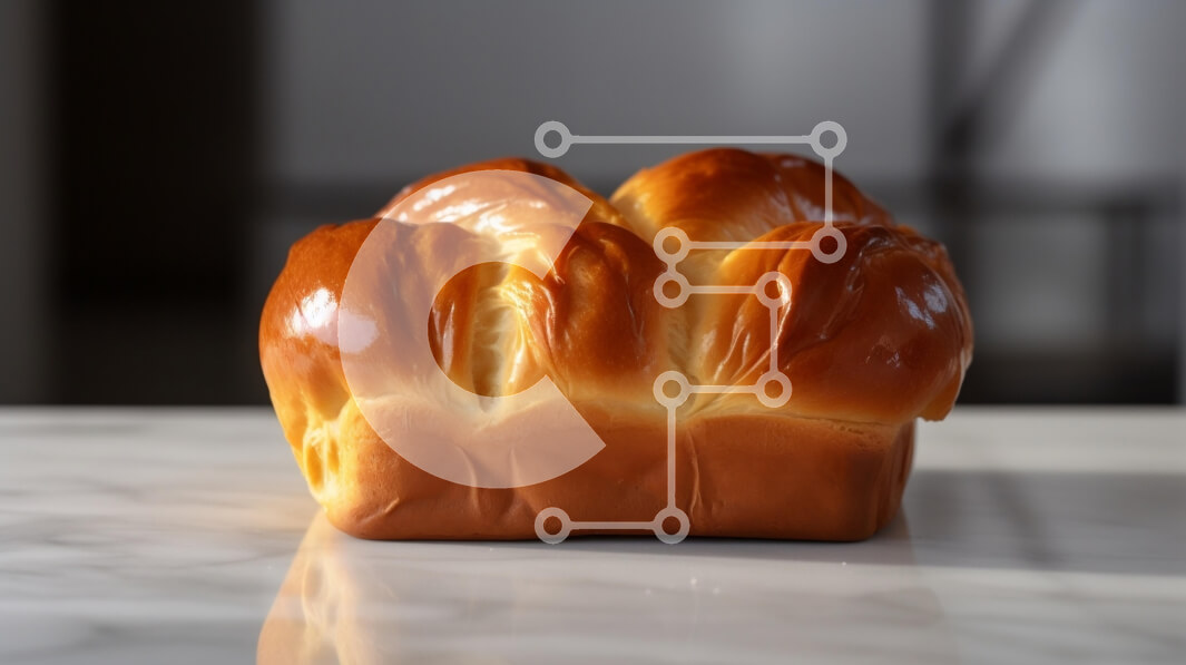 Σετ των 2 Intra Συλλεκτικό Ξύλινο Παζλ Plywood  4mm - Φρεσκοψημένο ψωμί Brioche σε μαρμάρινη επιφάνεια Σε Ξύλινο Κουτί - Διαστάσεις: 10x10 cm – 25 κομμάτια