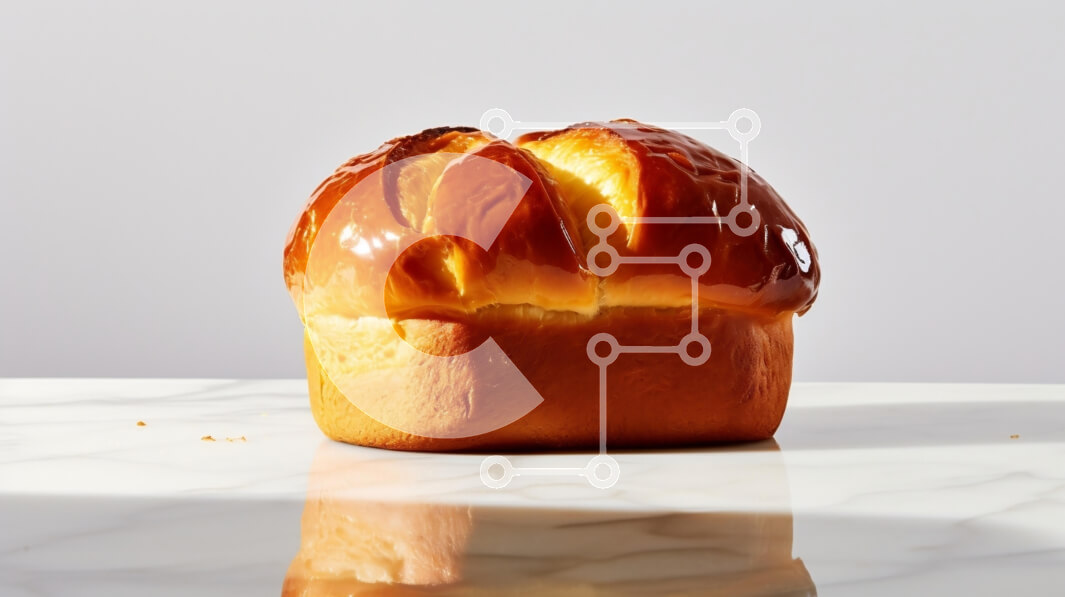 Σετ των 2 Intra Συλλεκτικό Ξύλινο Παζλ Plywood  4mm - Γυαλιστερό ψωμί Brioche σε μαρμάρινο πάγκο Σε Ξύλινο Κουτί - Διαστάσεις: 10x10 cm – 25 κομμάτια