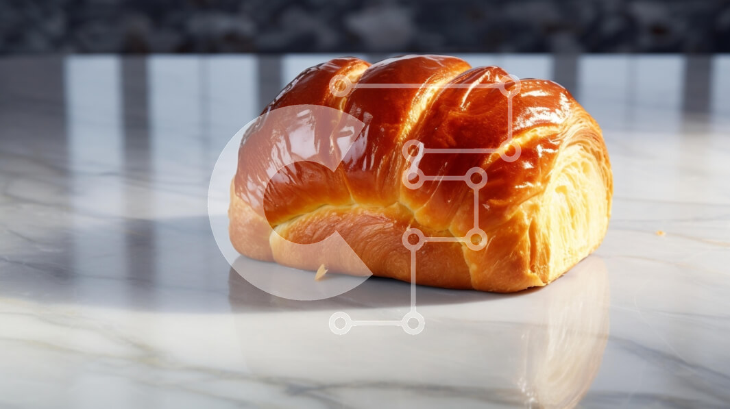 Σετ των 2 Intra Συλλεκτικό Ξύλινο Παζλ Plywood  4mm - Χρυσή φραντζόλα κρουασάν σε μαρμάρινη επιφάνεια Σε Ξύλινο Κουτί - Διαστάσεις: 10x10 cm – 25 κομμάτια