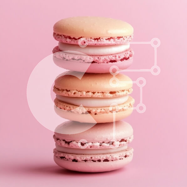 Σετ των 2 Intra Συλλεκτικό Ξύλινο Παζλ Plywood  4mm - Στοιβαγμένα μακαρόν σε ροζ φόντο Σε Ξύλινο Κουτί - Διαστάσεις: 10x10 cm – 25 κομμάτια