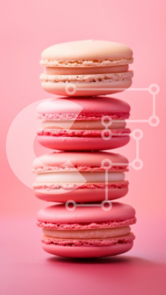 Intra Συλλεκτικό Ξύλινο Παζλ Plywood  4mm - Στοίβα από πολύχρωμα μακαρόν σε ροζ φόντο Σε Ξύλινο Κουτί - Διαστάσεις: 10x10 cm – 25 κομμάτια