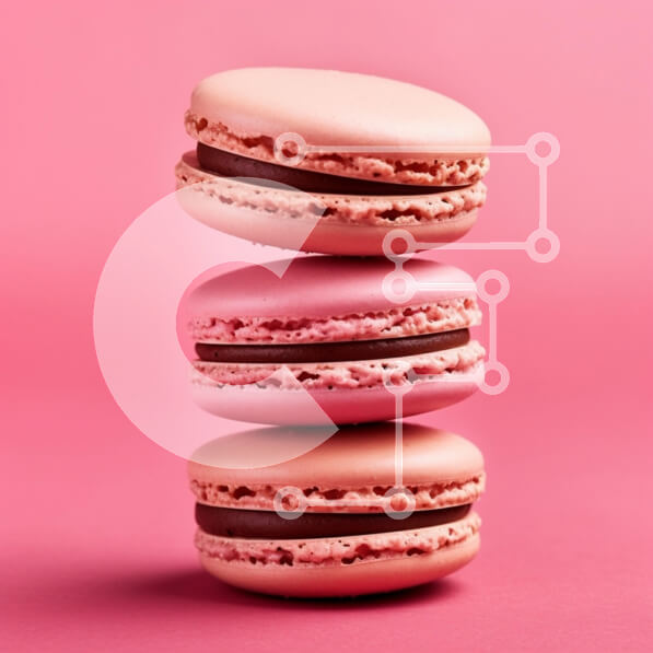 Σετ των 2 Intra Συλλεκτικό Ξύλινο Παζλ Plywood  4mm - Στοίβα από πολύχρωμα μακαρόν σε ροζ φόντο Σε Ξύλινο Κουτί - Διαστάσεις: 10x10 cm – 25 κομμάτια