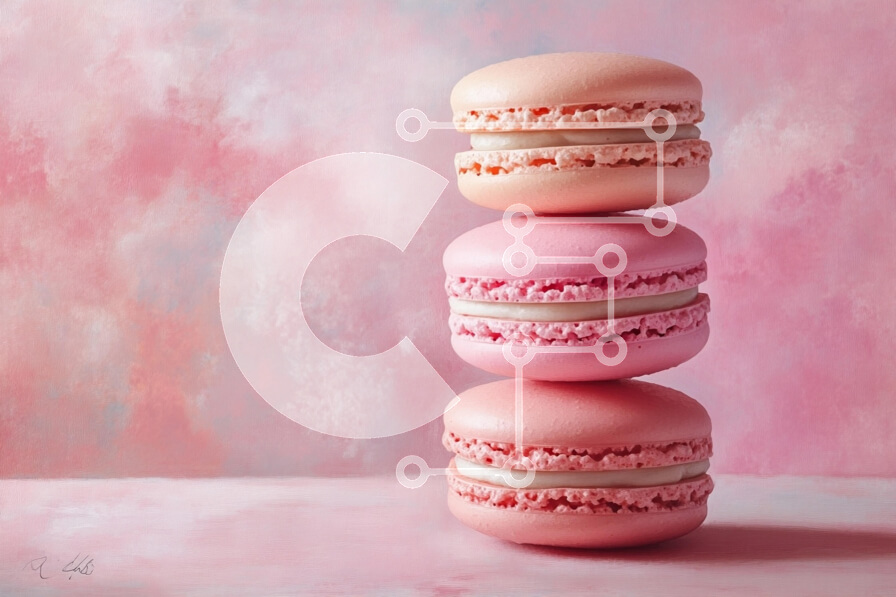 Σετ των 2 Intra Συλλεκτικό Ξύλινο Παζλ Plywood  4mm - Στοίβα από ροζ μακαρόν σε απαλό ροζ φόντο Σε Ξύλινο Κουτί - Διαστάσεις: 10x10 cm – 25 κομμάτια