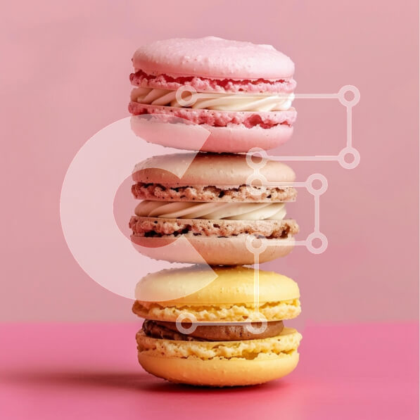 Σετ των 2 Intra Συλλεκτικό Ξύλινο Παζλ Plywood  4mm - Πολύχρωμα μακαρόν στοιβάζονται σε ροζ φόντο Σε Ξύλινο Κουτί - Διαστάσεις: 10x10 cm – 25 κομμάτια