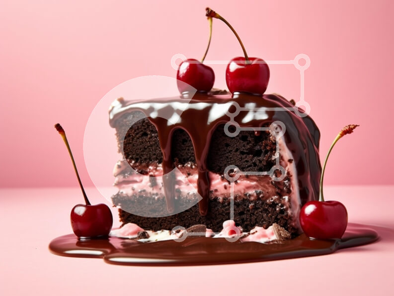 Σετ των 2 Intra Συλλεκτικό Ξύλινο Παζλ Plywood  4mm - Απολαυστικό κέικ σοκολάτας με κεράσια Σε Ξύλινο Κουτί - Διαστάσεις: 10x10 cm – 25 κομμάτια