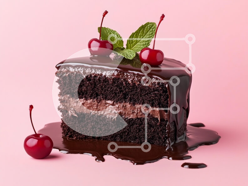 Σετ των 2 Intra Συλλεκτικό Ξύλινο Παζλ Plywood  4mm - Φέτα κέικ σοκολάτας Decadent με κεράσια και μέντα Σε Ξύλινο Κουτί - Διαστάσεις: 10x10 cm – 25 κομμάτια