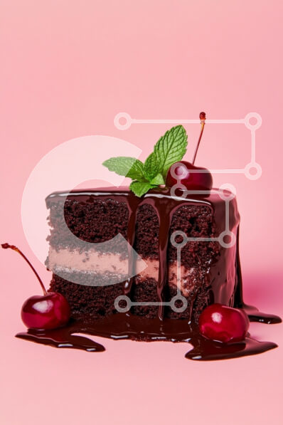 Σετ των 2 Intra Συλλεκτικό Ξύλινο Παζλ Plywood  4mm - Φέτα κέικ σοκολάτας Decadent με κεράσια και μέντα Σε Ξύλινο Κουτί - Διαστάσεις: 10x10 cm – 25 κομμάτια