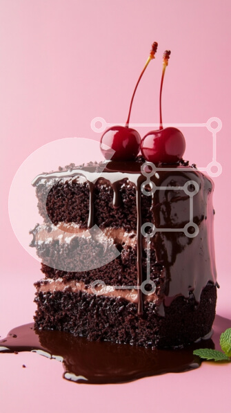 Intra Συλλεκτικό Ξύλινο Παζλ Plywood  4mm - Παρακμιακή φέτα κέικ σοκολάτας με κεράσια Σε Ξύλινο Κουτί - Διαστάσεις: 10x10 cm – 25 κομμάτια