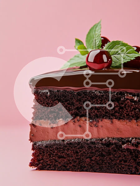 Σετ των 2 Intra Συλλεκτικό Ξύλινο Παζλ Plywood  4mm - Νόστιμη φέτα κέικ σοκολάτας με γαρνιτούρα με μέντα και κεράσι Σε Ξύλινο Κουτί - Διαστάσεις: 10x10 cm – 25 κομμάτια