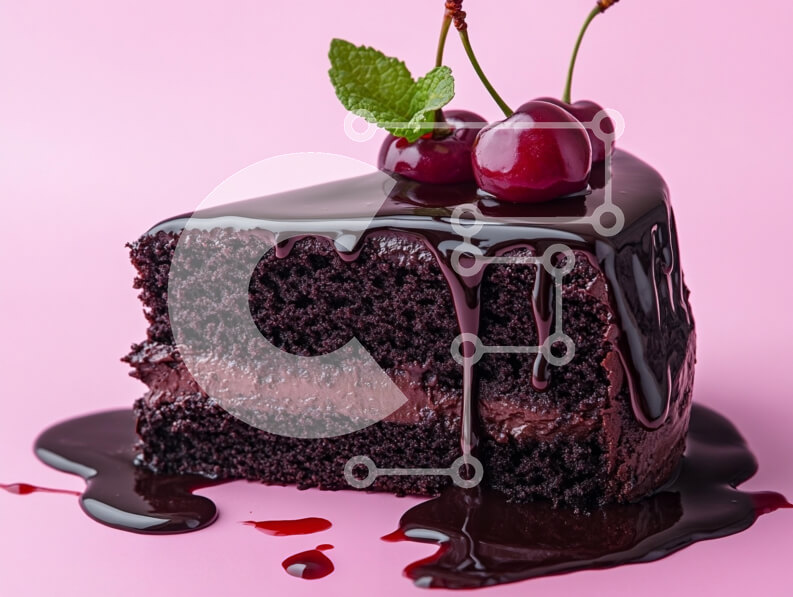 Σετ των 2 Intra Συλλεκτικό Ξύλινο Παζλ Plywood  4mm - Φέτα κέικ σοκολάτας με κεράσια και μέντα Σε Ξύλινο Κουτί - Διαστάσεις: 10x10 cm – 25 κομμάτια