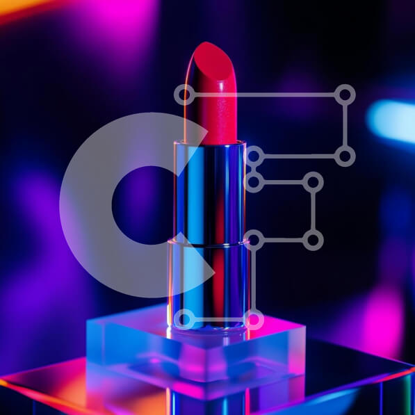 Σετ των 2 Intra Συλλεκτικό Ξύλινο Παζλ Plywood  4mm - Κομψό κόκκινο κραγιόν με νέον φόντο Σε Ξύλινο Κουτί - Διαστάσεις: 10x10 cm – 25 κομμάτια