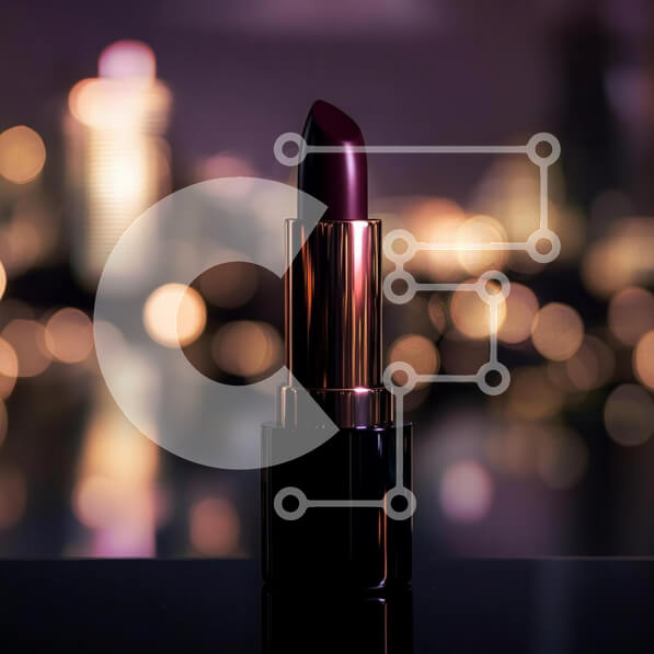 Σετ των 2 Intra Συλλεκτικό Ξύλινο Παζλ Plywood  4mm - Κομψό μπορντό κραγιόν ενάντια σε ένα αστικό τοπίο Σε Ξύλινο Κουτί - Διαστάσεις: 10x10 cm – 25 κομμάτια