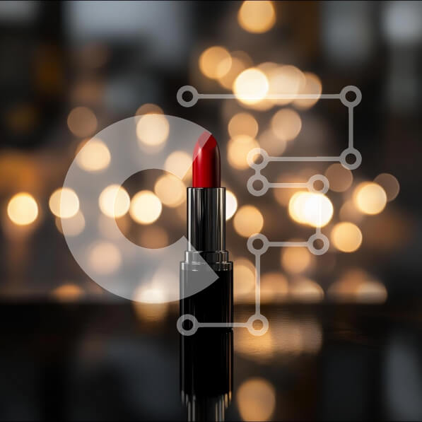 Σετ των 2 Intra Συλλεκτικό Ξύλινο Παζλ Plywood  4mm - Κομψό κόκκινο κραγιόν σε φόντο Bokeh Σε Ξύλινο Κουτί - Διαστάσεις: 10x10 cm – 25 κομμάτια