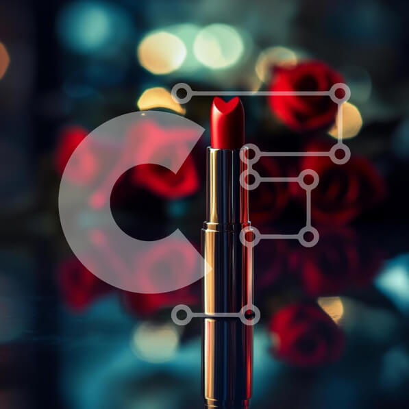 Σετ των 2 Intra Συλλεκτικό Ξύλινο Παζλ Plywood  4mm - Κομψό κόκκινο κραγιόν με τριαντάφυλλα Σε Ξύλινο Κουτί - Διαστάσεις: 10x10 cm – 25 κομμάτια