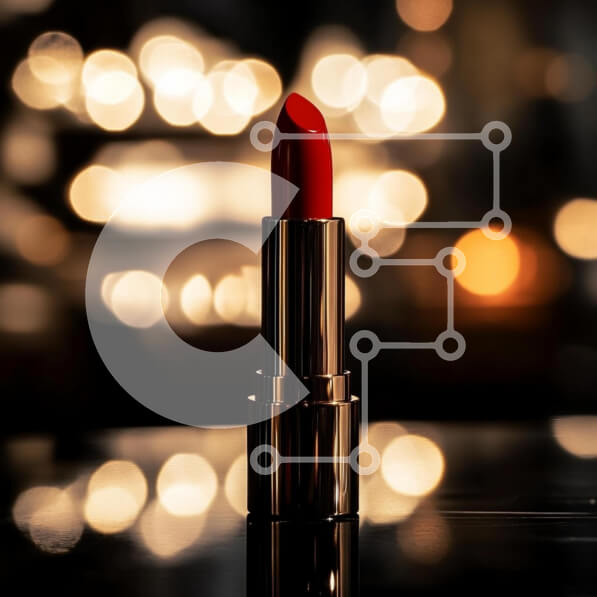 Σετ των 2 Intra Συλλεκτικό Ξύλινο Παζλ Plywood  4mm - Κομψό κόκκινο κραγιόν με θολά χρυσά φώτα Σε Ξύλινο Κουτί - Διαστάσεις: 10x10 cm – 25 κομμάτια