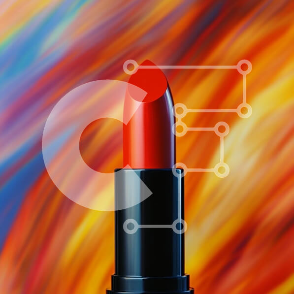 Σετ των 2 Intra Συλλεκτικό Ξύλινο Παζλ Plywood  4mm - Ζωντανό κόκκινο κραγιόν με αφηρημένο φόντο Σε Ξύλινο Κουτί - Διαστάσεις: 10x10 cm – 25 κομμάτια