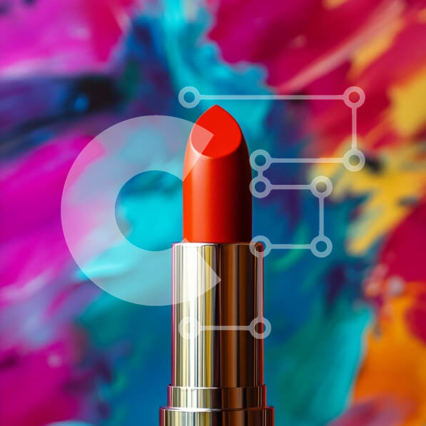 Σετ των 2 Intra Συλλεκτικό Ξύλινο Παζλ Plywood  4mm - Ζωντανό κόκκινο κραγιόν σε αφηρημένο φόντο Σε Ξύλινο Κουτί - Διαστάσεις: 10x10 cm – 25 κομμάτια